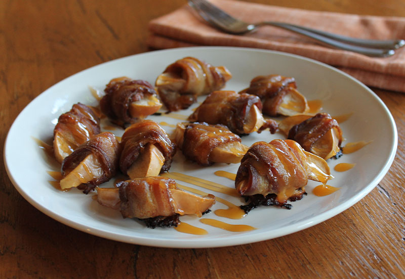 Bacon Wrapped Caramel Apples